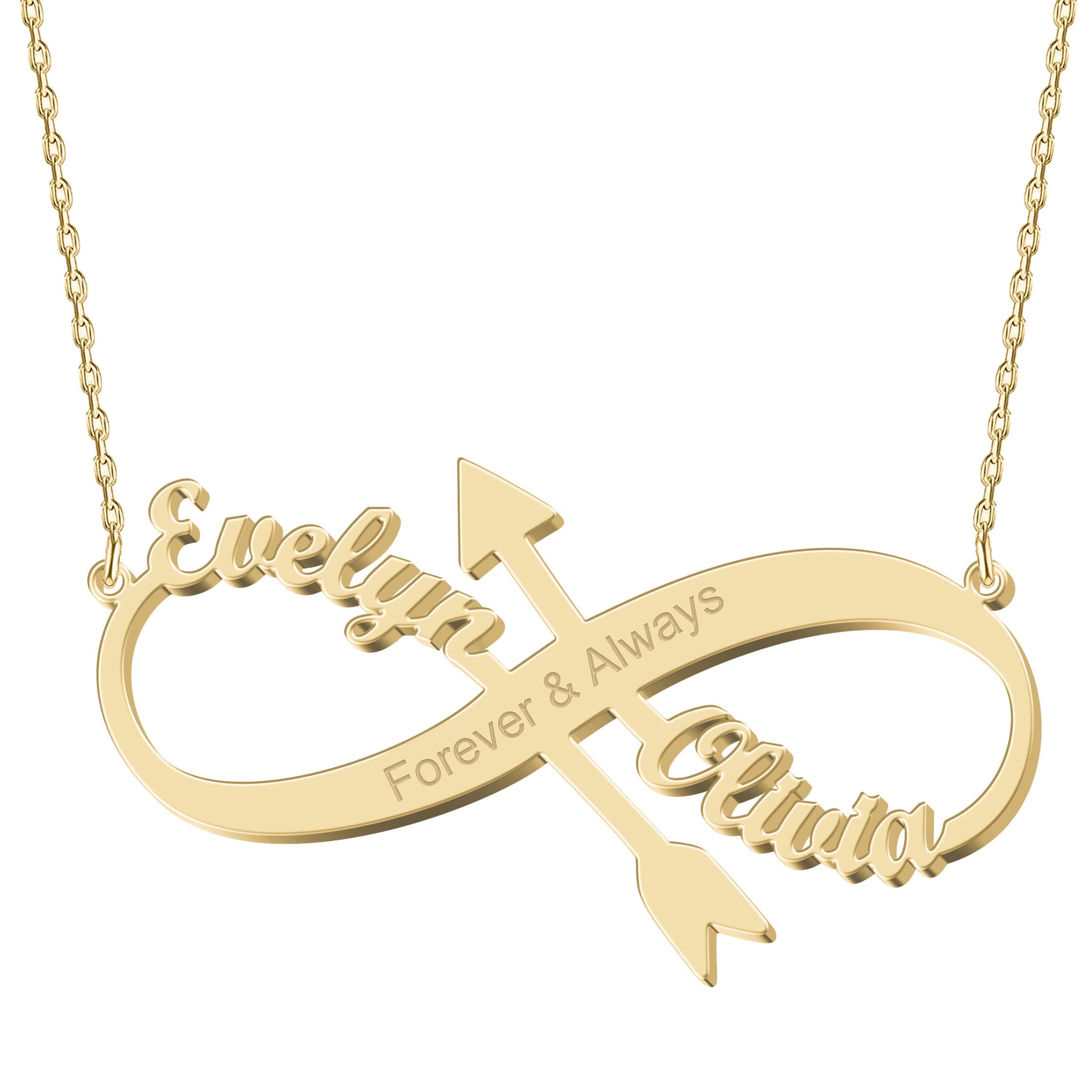 UMAGICBOXPersonalized Gold Infinity Name Necklace with Heart Beautiful Arrow Anchor Compass Mountain Constellation ​Forever Love Pendant Jewelry Best Birthday Gift Ideas for Women Girls Mother Daughter Friendship