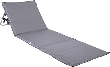 ONVAYA® Strandmatte mit Rückenlehne in Grau | 2cm gepolsterte Sonnenliege mit Tasche | Strandliege faltbar & klappbar | Sonnenmatte mit Tragegurt | Strandmatratze 161 x 55 x 45 cm