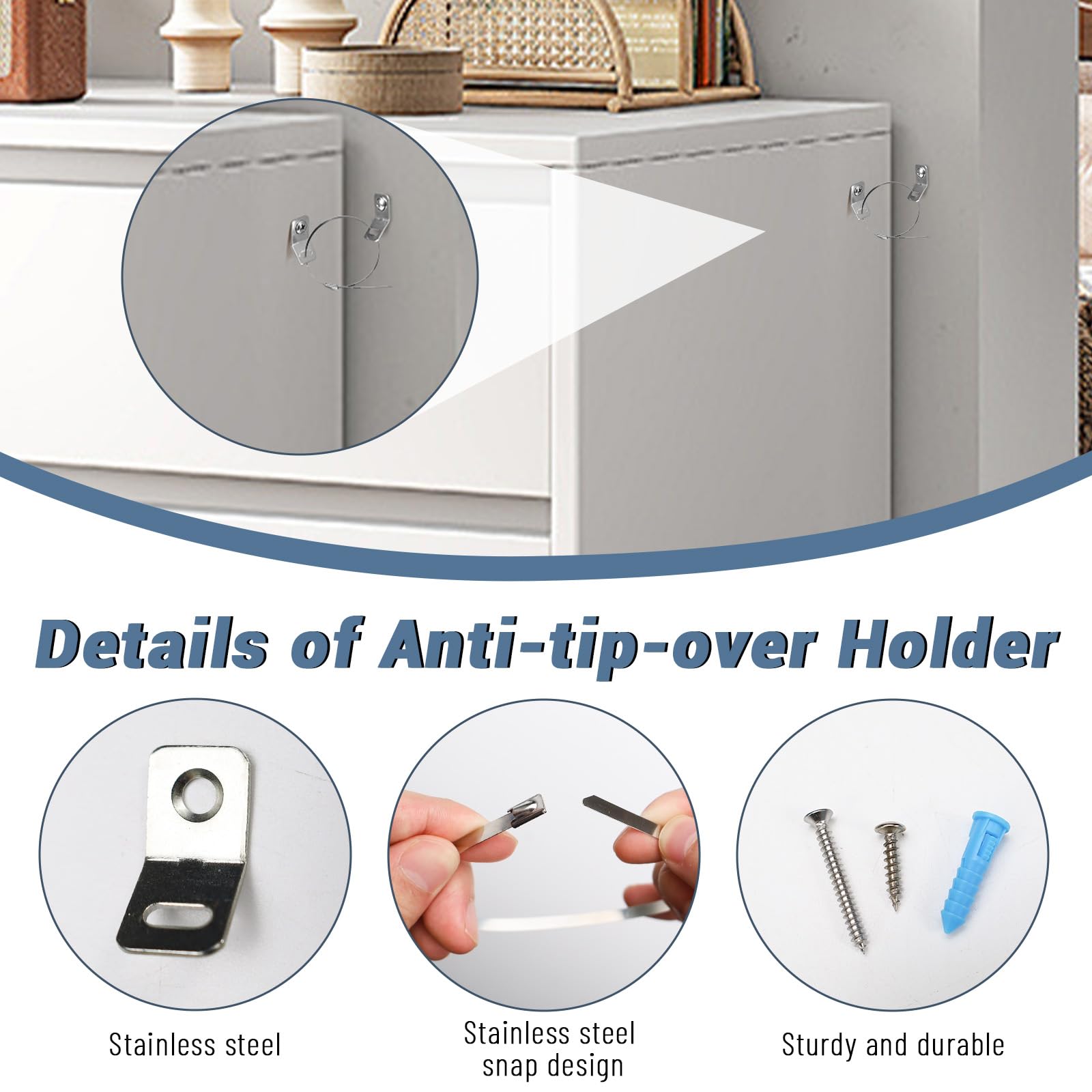Realand 10Sets Stainless Steel Anti Tip Furniture Anchors - Image 3