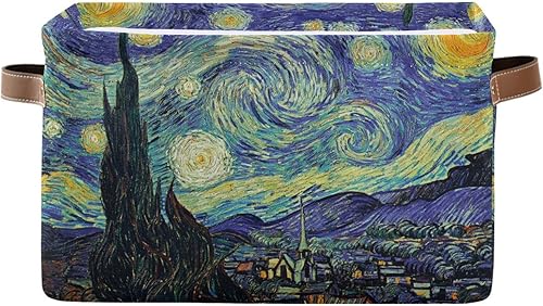 ALAZA Van Gogh Starry Night - Cesta de almacenamiento grande con asas, plegable, decorativa, 1 paquete, caja de almacenamiento para organizar