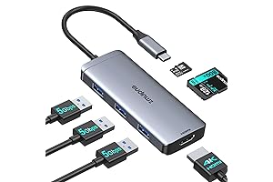USB C Hub Multiport Adapter for MacBook Pro/Air, 6-in-1 USB-C Dongle with...