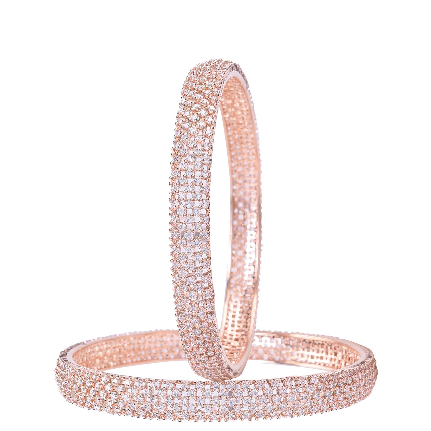 Ratnavali Jewels Rose Gold Plated American Diamond White Traditional Bangles for Women/Girls RV3386RG-2.10 (B07RM659KF) Amazon Price History, Amazon Price Tracker