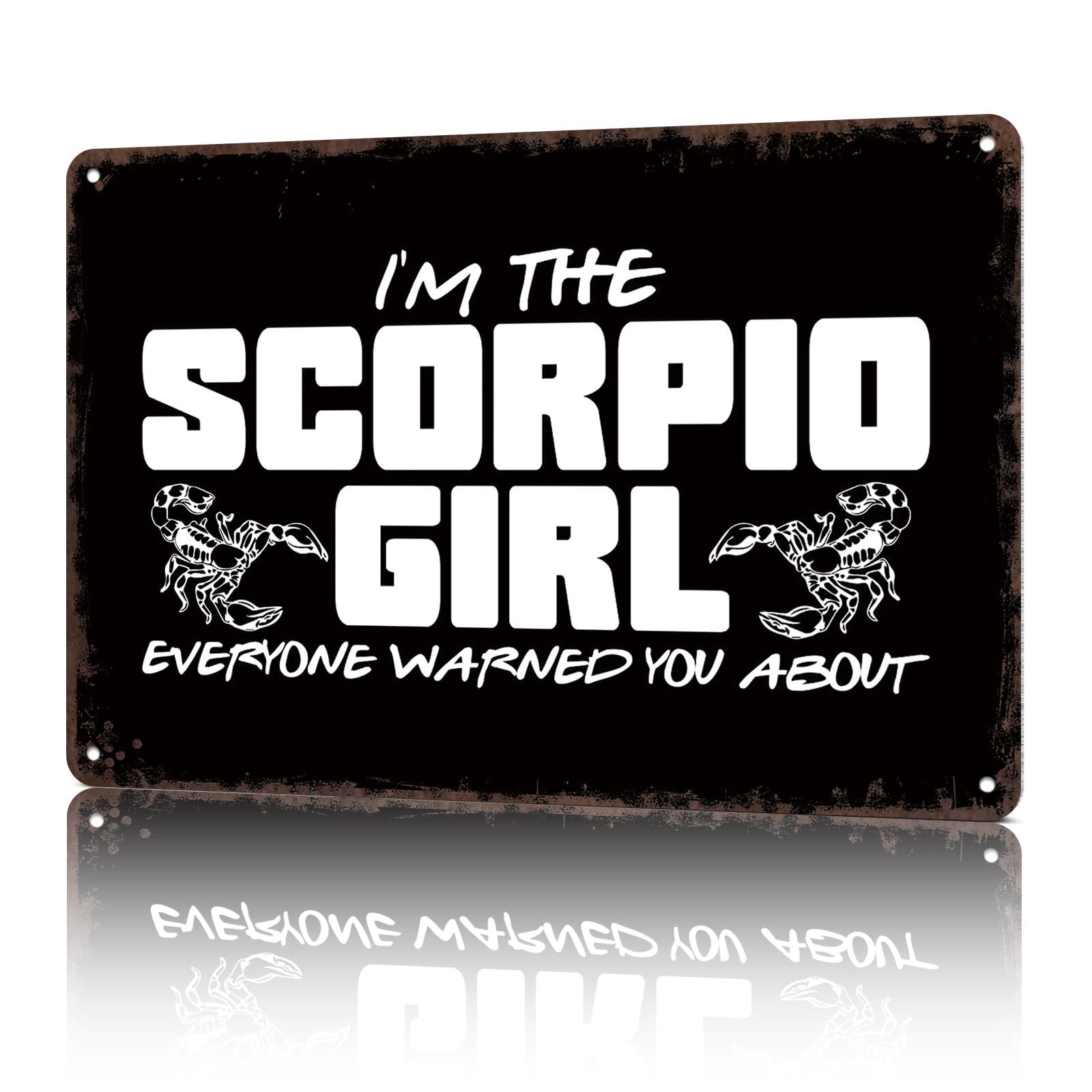 KWQDOZF Vintage Metal Signs Scorpio Girl Warning Joke Funny Tin Sign Poster Wall Art For Home Room Bedroom Office Decor 8x12inch