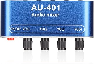 Stereo Mixer 4 in 1 Out Mini Audio Mixer 3.5mm Stereo Jack Stereo Line Mixer Volume Adjustment Stage Sub Mixer for PC, Mobile Phone, Laptop, etc
