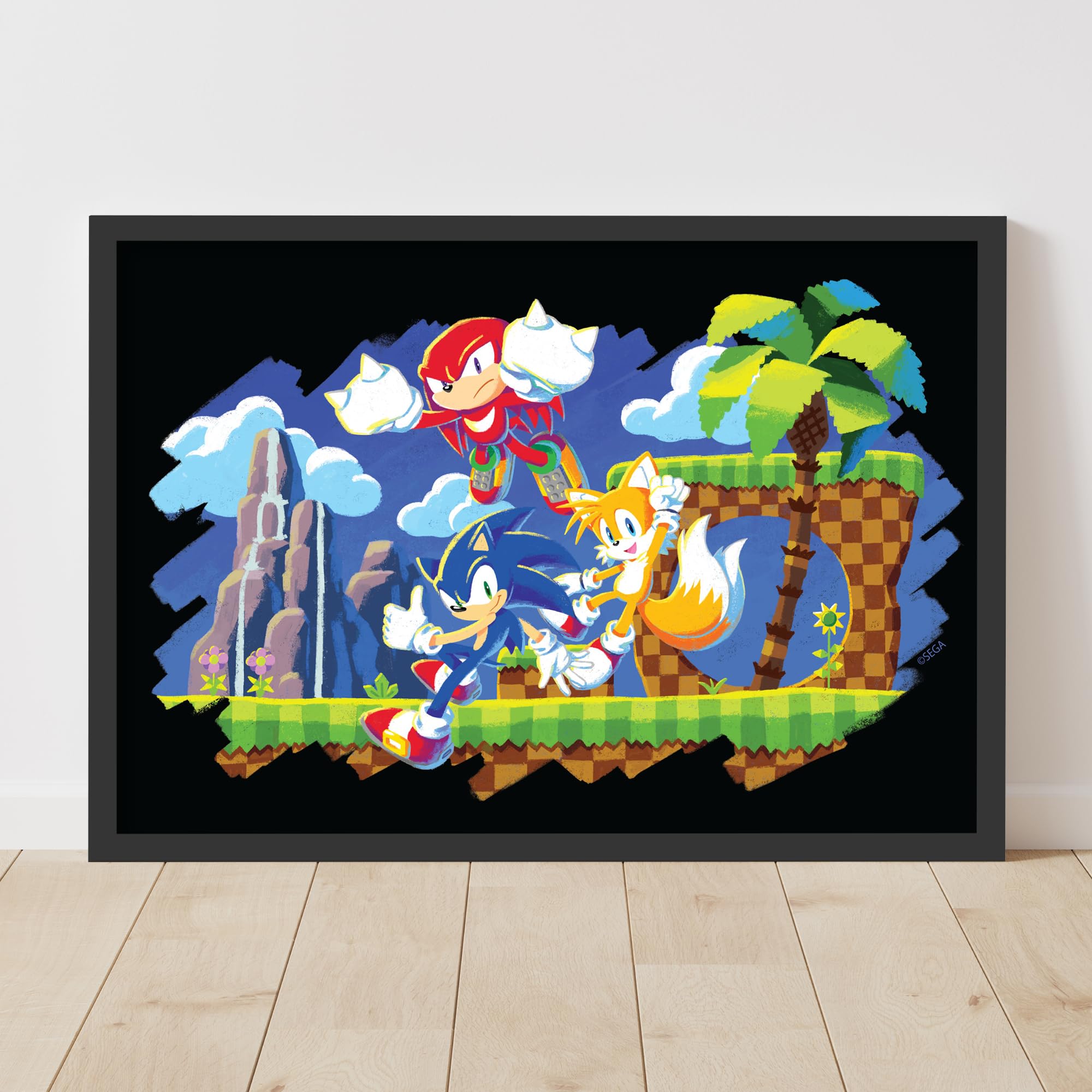 Sonic The Hedgehog Print - Sonic Chalk Art Scene Poster Wall Art (42cm x 59.4cm - A2)