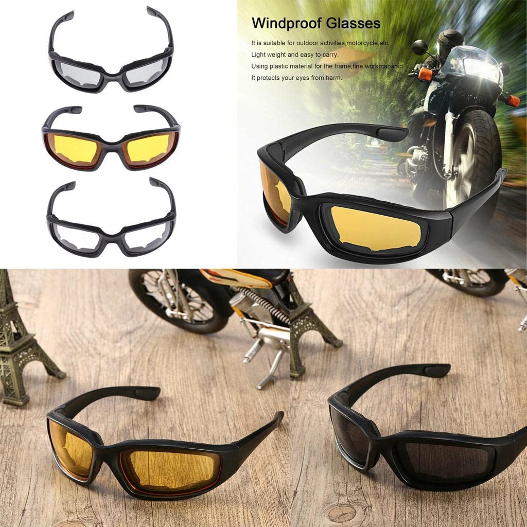 zalati Occhiali da Moto 3 pezzi con imbottitura in schiuma all'interno Occhiali resistenti all'acqua/vento per la guida in moto