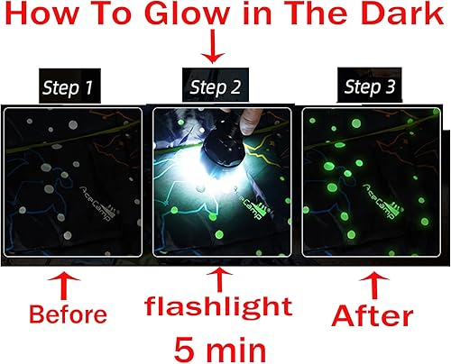 Miniatura 4 de AceCamp Saco de dormir para niños, saco de dormir que brilla en la oscuridad para niños y jóvenes, saco de dormir portátil resistente al agua para