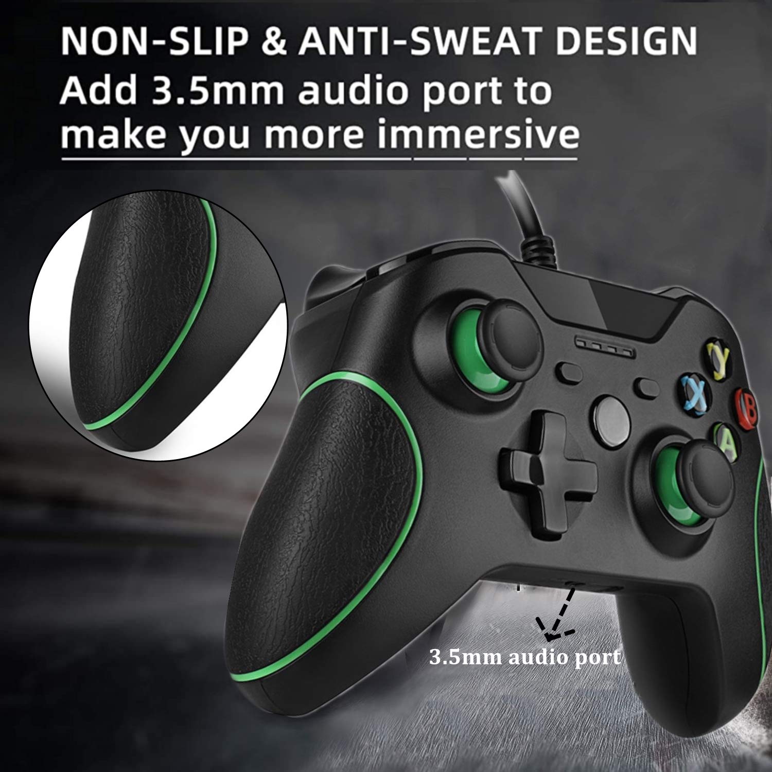 IJJ Wired Controller for Xbox One,USB Gamepad Joypad Controller with Dual-Vibration for Xbox One/S/X/PC with Windows 7/8/10 (Black)