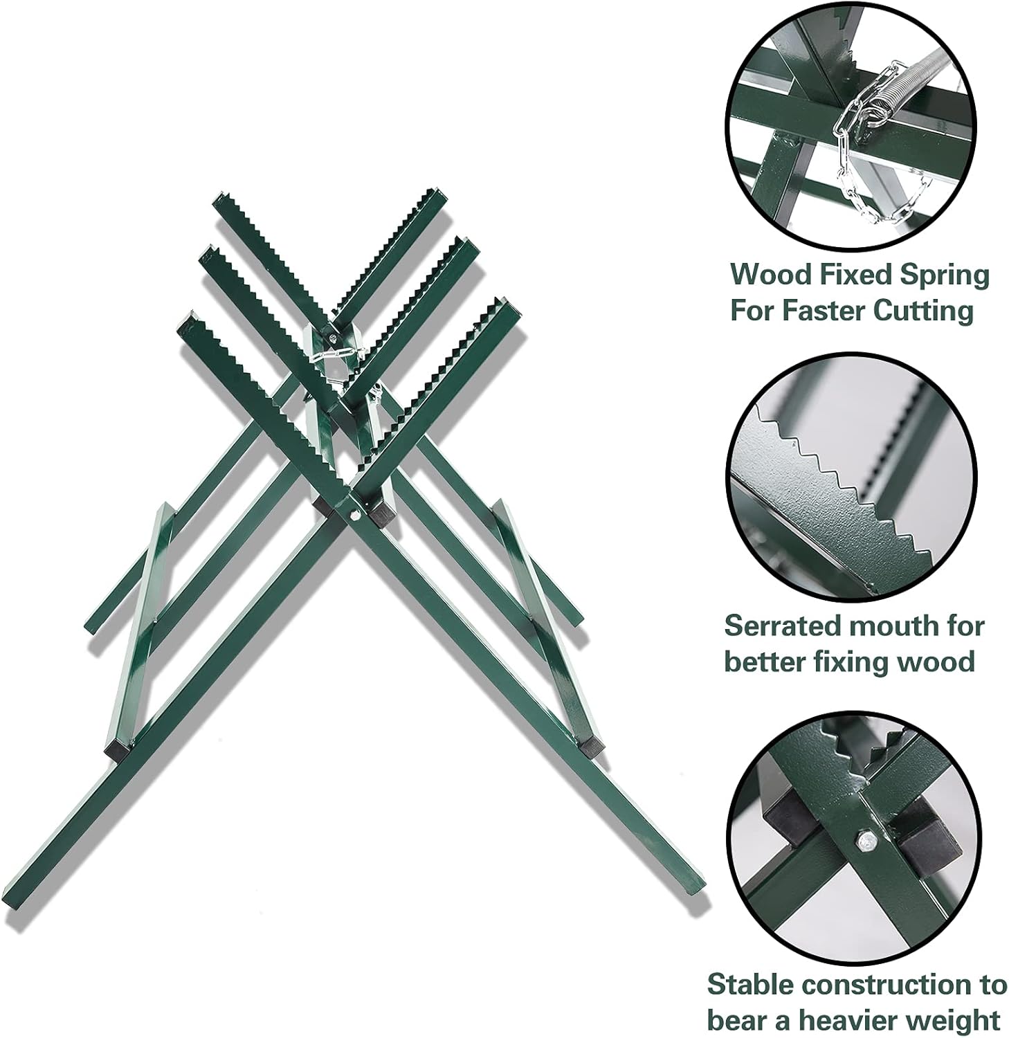 Limited Stock Kapler Log Sawhorse For ChainSaw, Foldable Steel Wood Saw Horse With Notched Sawtooth And Wood Log Fixed Spring, Supporting Weight 150 Lbs