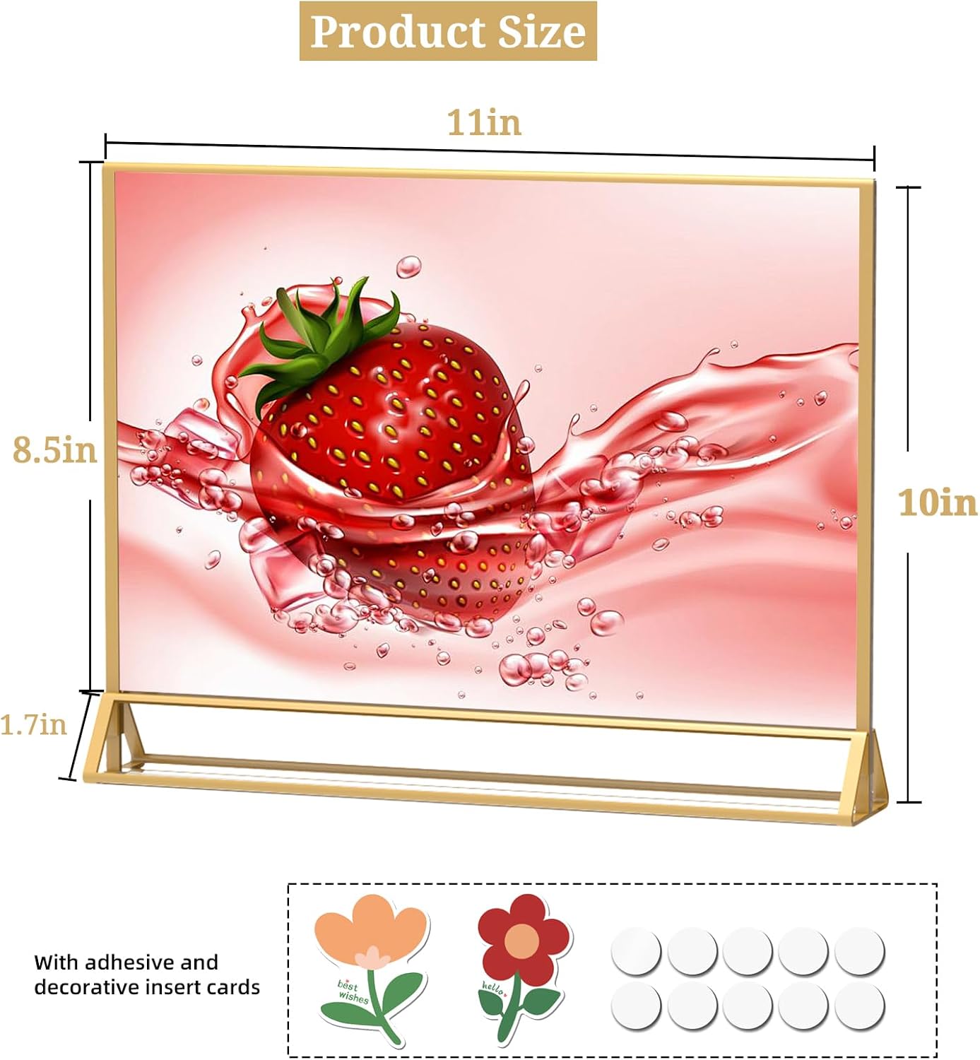 PPH-Sisy Clear Acrylic Sign Holder 11x 8.5 Horizontal Double Sided Gold Frame Flyer Holder for Wedding Table Number Menu Holder (6pcs)