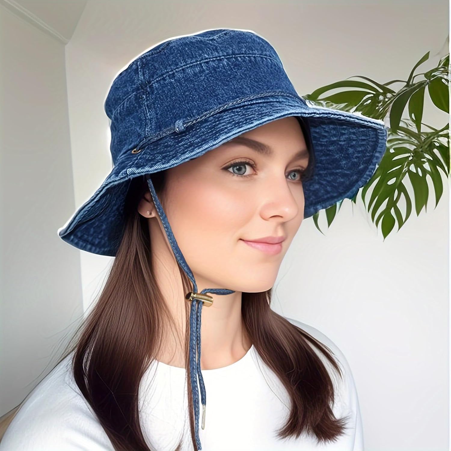 Bucket Hat for Women Men Wide Brim Sun Hat Packable Cotton Denim Summer Beach Travel Outdoor Fishing Cap - Image 4