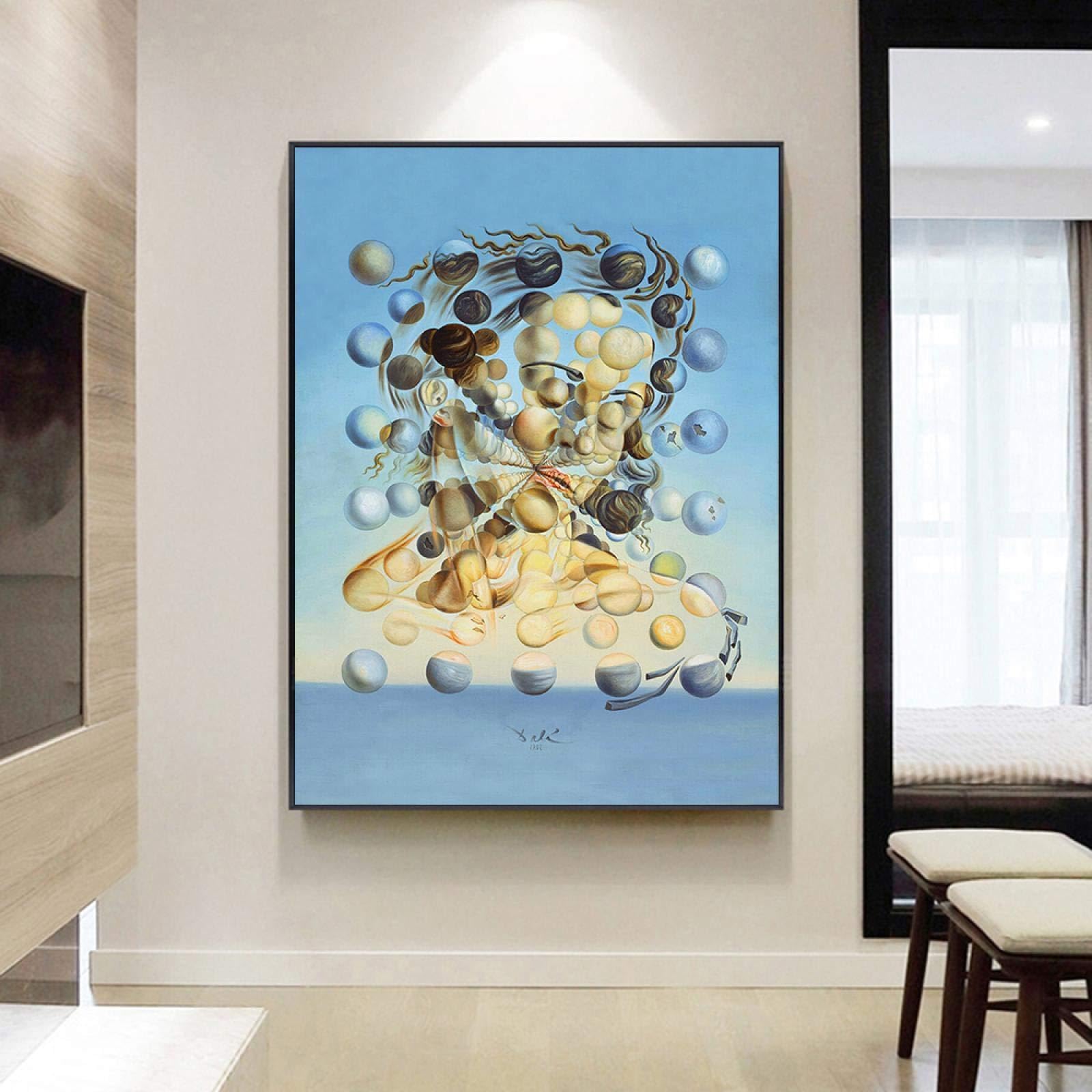 JACBON Famous Painting Salvador Dali Galatea Spheres Oil Painting Canvas Prints Wall Art for Living Room Home Decor 40x60cm（16x24inch Frameless