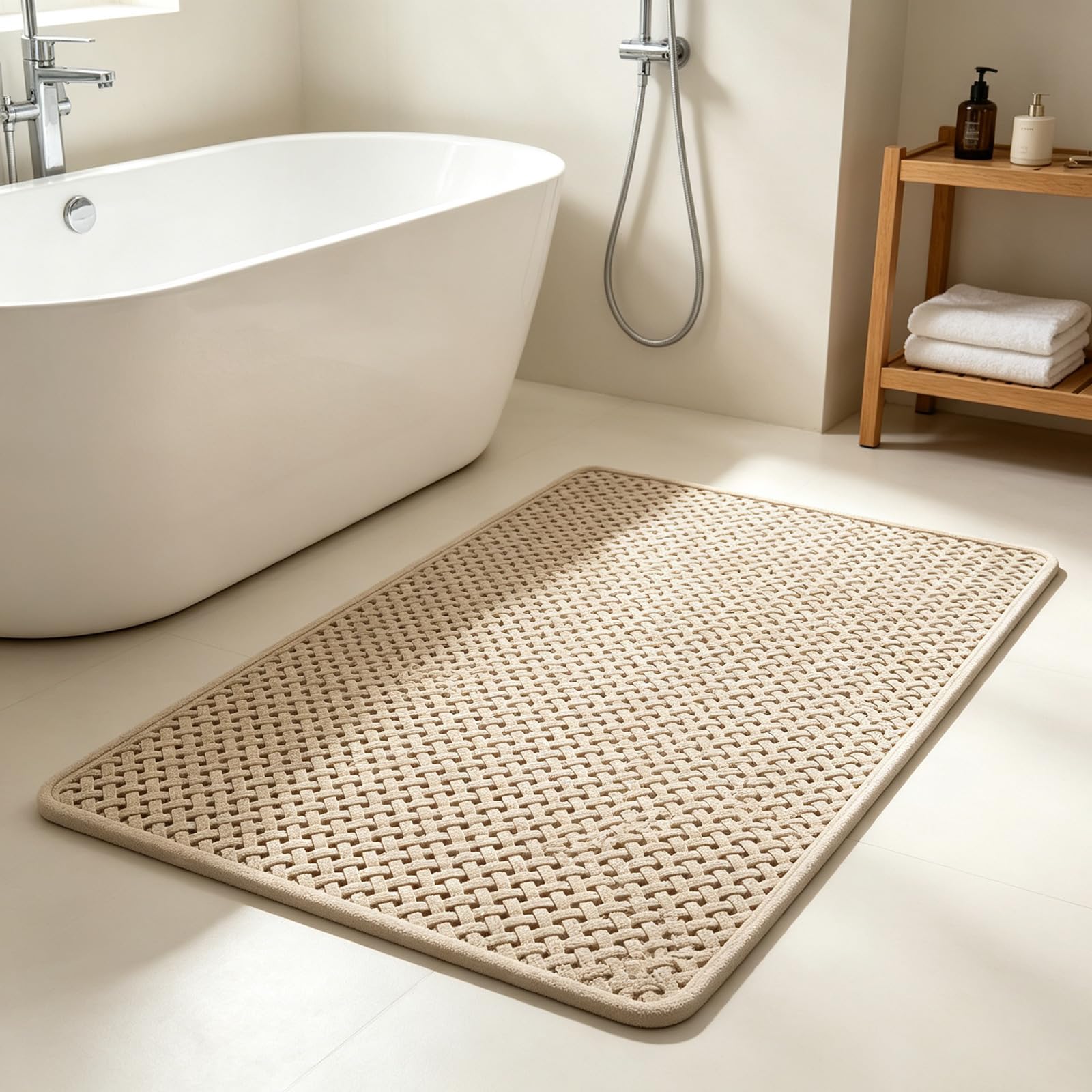 Alfombrilla Ducha PVC Suave Textura Tejida Alfombra Bañera Cuatro tamaños para Secado rápido con Ventosa Se Puede Colgar para secar contra la Pared Sin Olores Apto para Piscinas