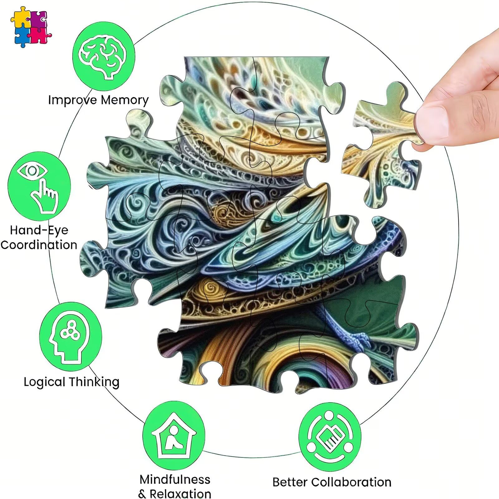 Abstrakcyjne puzzle ptak - Puzzle 3000 elementów dla dorosłych - Puzzle Gry Relaks - Dobre opakowanie - Druk w wysokiej rozdzielczości Jasne kolory - Wymagające drewniane puzzle s7h-430