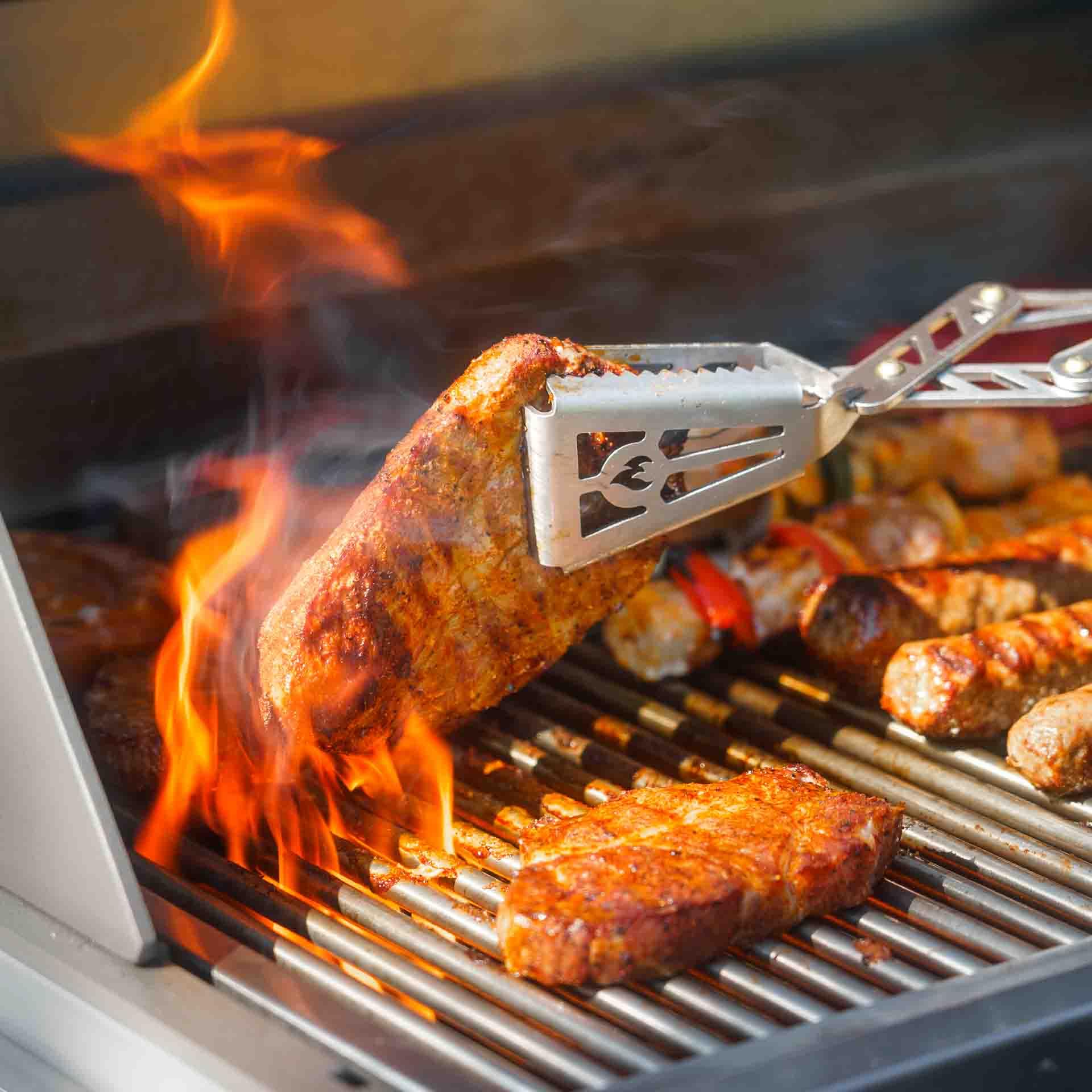 Grillrost.com Das Original T-Rex - Le Migliori pinze da Barbecue tedesche - Massima Potenza Grazie all'azione a Leva - Acciaio Inossidabile