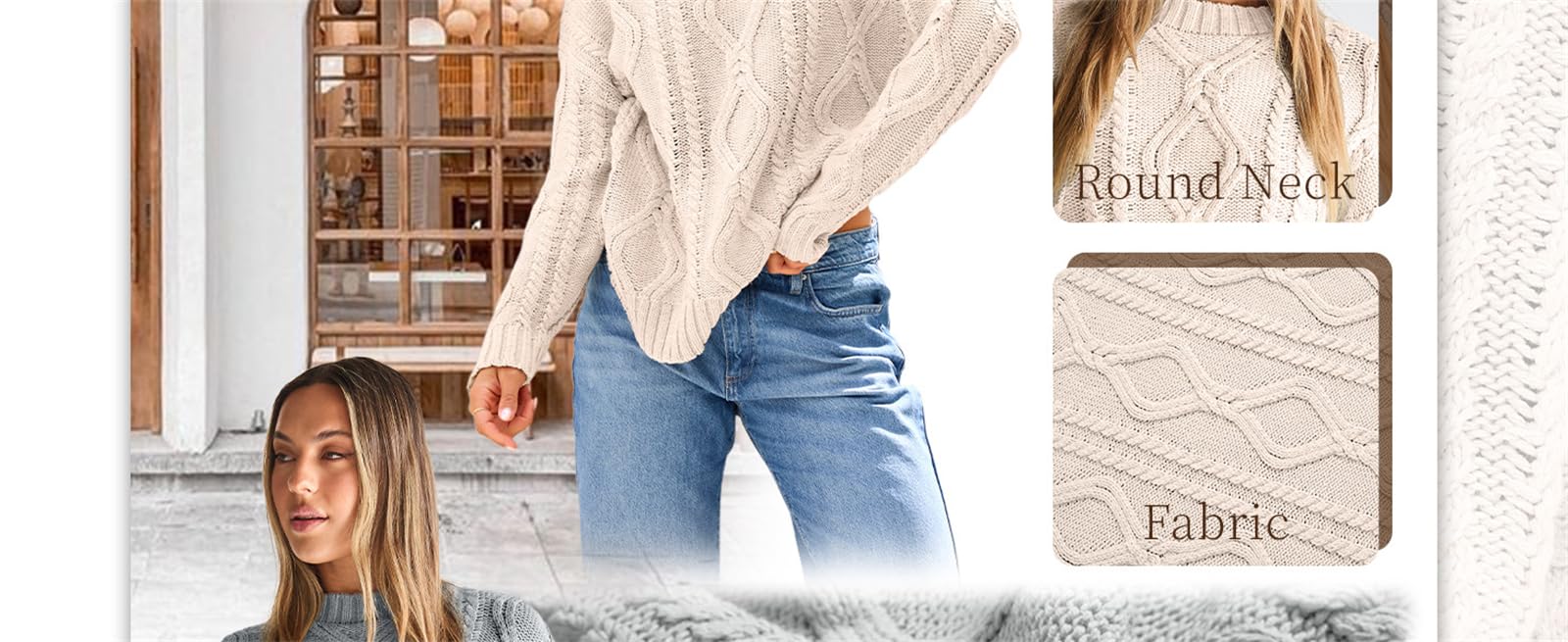 Maglioni girocollo da donna oversize in maglia a trecce 2026 casual vintage moda moda pullover maglioni top