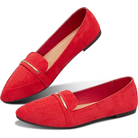 Women's Pointy Toe Loafer Flat Comfortable Faux Suede Work Shoes