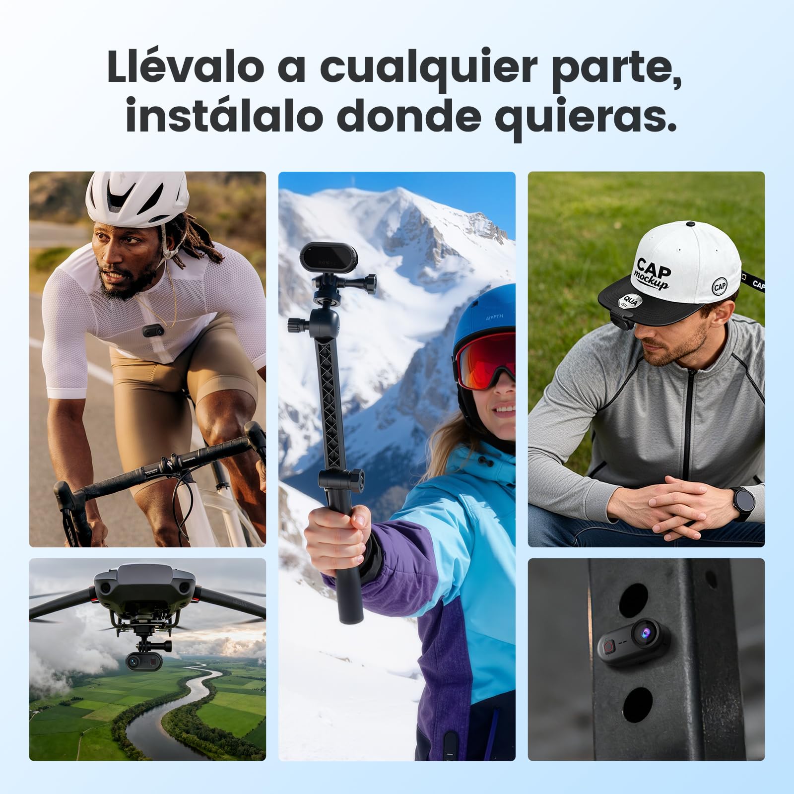 4K 30FPS Cámara Vlogging, POV Manos Libres, 64GB Camara Deportiva Impermeable 10 Metros, EIS Estabilización, Action CAM 260 min de batería, Móntala Donde Quieras, Vlog, Viajes, Exteriores (64, GB)
