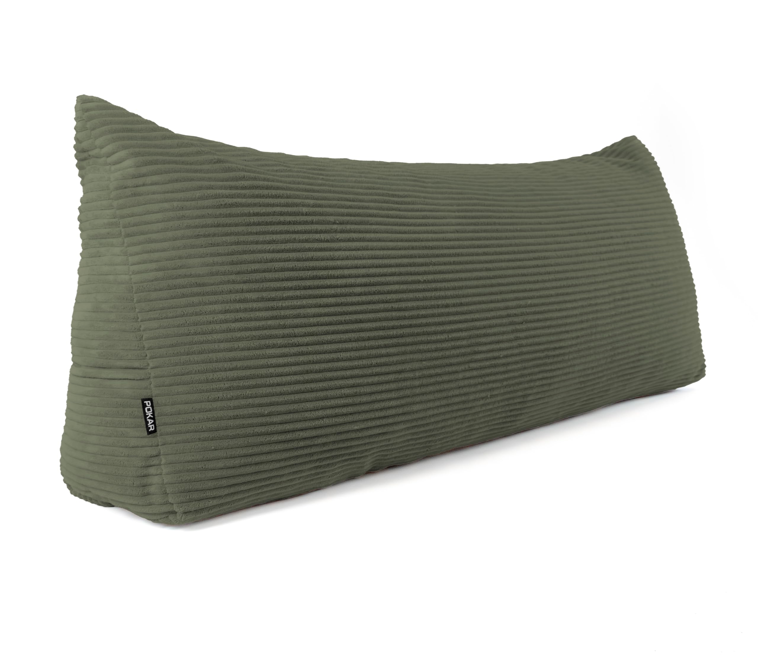 POKAR Wedge Pillow 100x50x20 cm | Reading Pillow with Back Support for Sofa and Bed | Large Backrest Cushion with Side Pockets | Headboard Triangular Cushion | Oeko Tex 100 Certified | Khaki