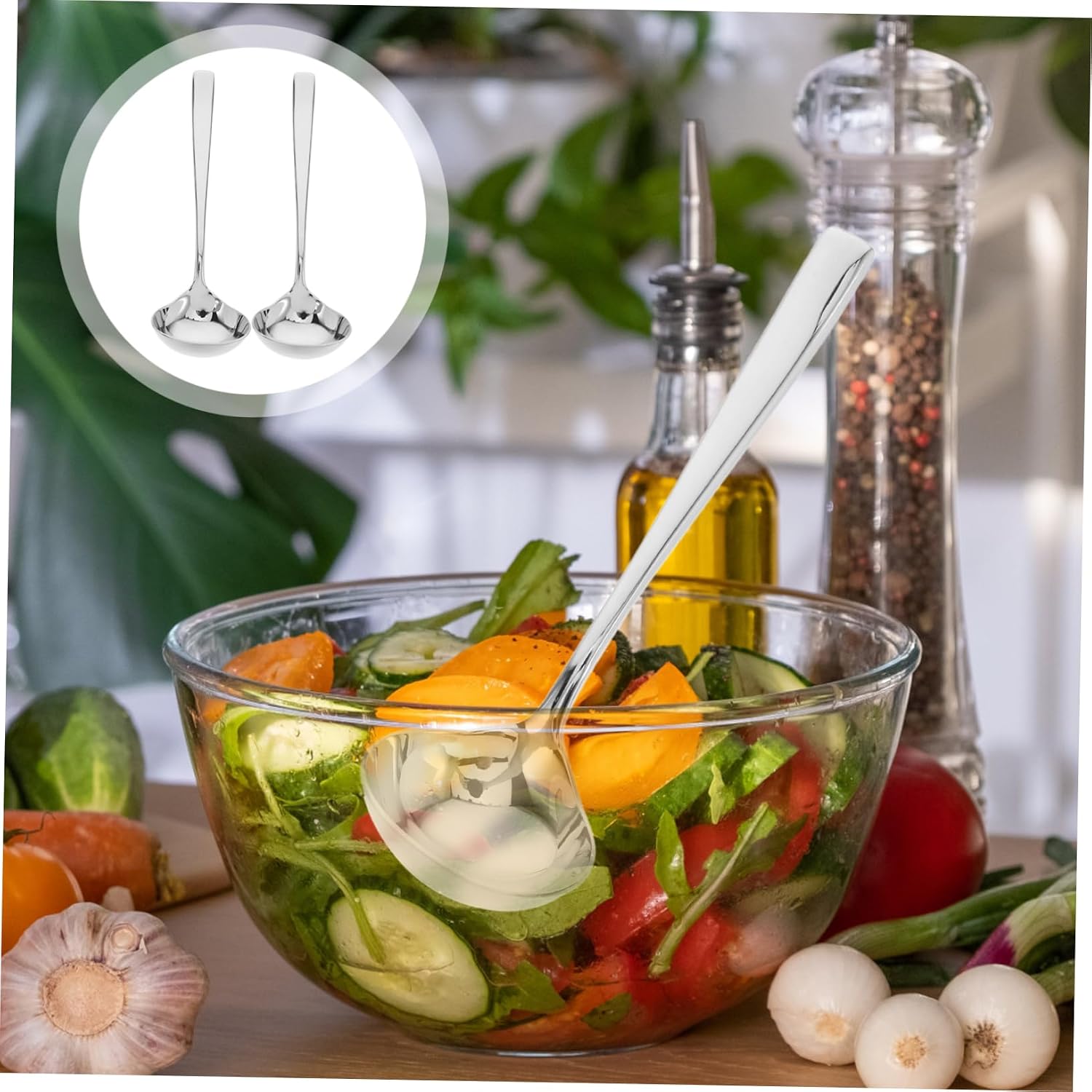 2pcs Stainless Steel Gravy Ladle with Ergonomic Handle for Kitchen Use