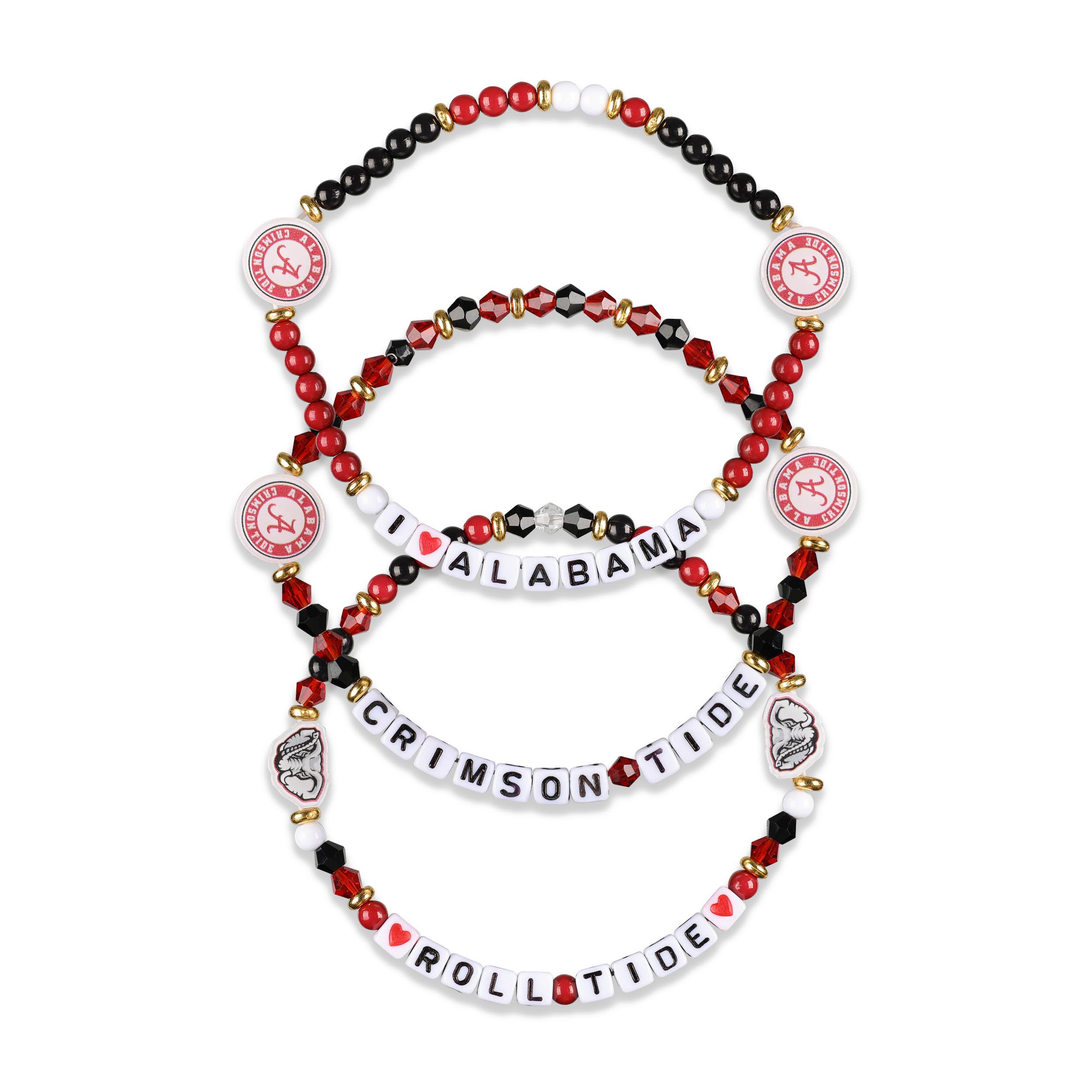 FOCO NCAA unisex-adult NCAA College Team Logo Officially Licensed 3-Pack Beaded Friendship Bracelets