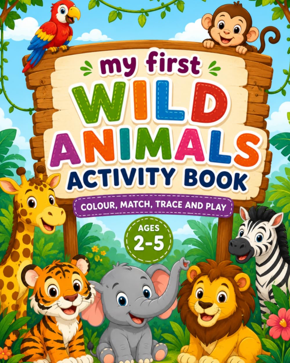 My First Wild Animals Activity Book: Colour, match , trace and play