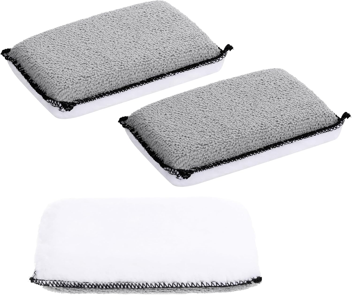 3 Pcs Car Interior Scrubbing Sponges, 5”x3” Auto Detailing Scrub Pads, Microfiber Car Wash Sponges, Interior Cleaning Sponge for Leather, Plastic, Vinyl, Upholstery