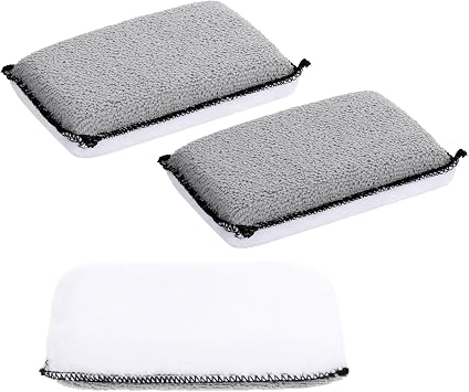 3 Pcs Car Interior Scrubbing Sponges, 5x3 Auto Detailing Scrub Pads, Microfiber Car Wash Sponges, Interior Cleaning Sponge for Leather, Plastic, Vinyl, Upholstery