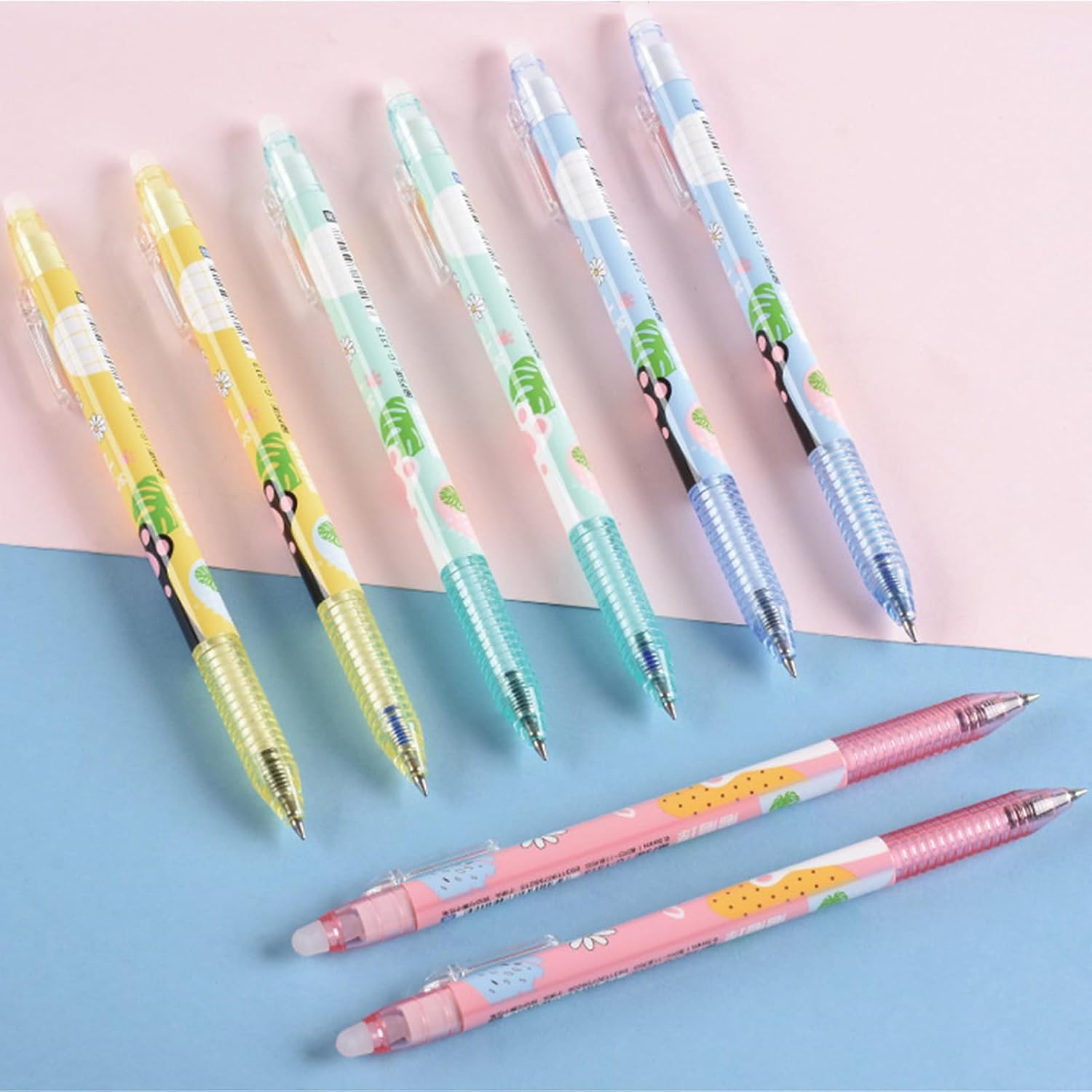 MOZXIRZ 6 Pcs Erasable Gel Pens Cute Erasable Retractable Pens Cartoon Cat Paw Pen 0.5mm Blue Ink Writing Pen for Women Girls Boys Pens Office School Supplies (Cat Paw-Blue Ink) image 2