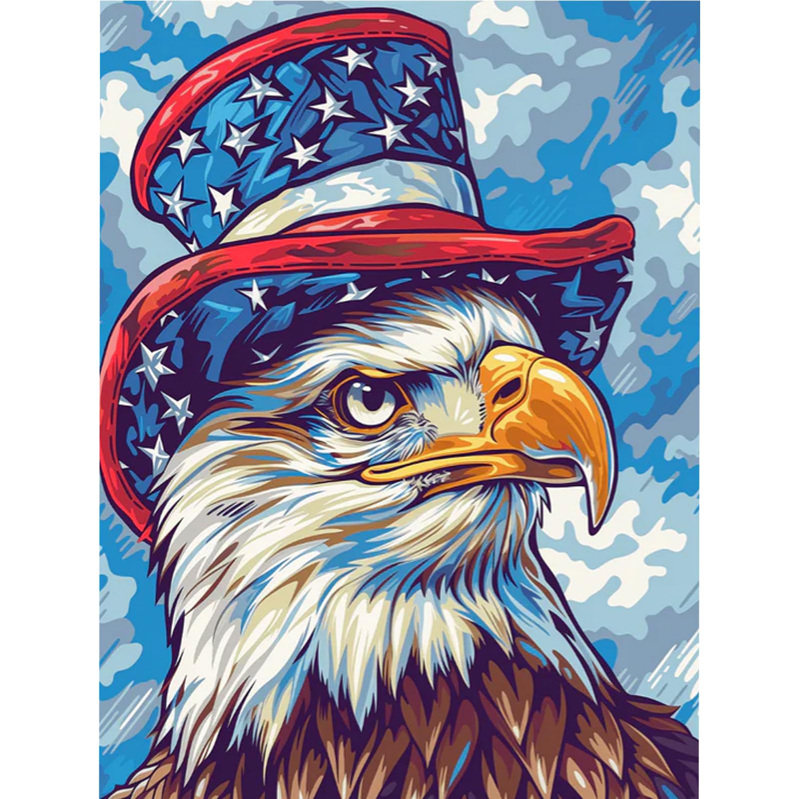 Patriot Eagle DIY Paint By Numbers Kit on Canvas 11.81x15.75inch Without Frame Paint by Numbers Kits Drawing Paintwork Canvas Oil Painting Number Painting for Beginners Adults Gift