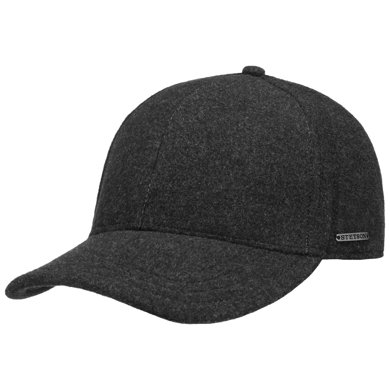 Stetson Vaby Earflap Fullcap 6 Panel Mit Ohrenklappen Nackenschutz Herren Herbst Winter anthrazit S (54-55 cm)