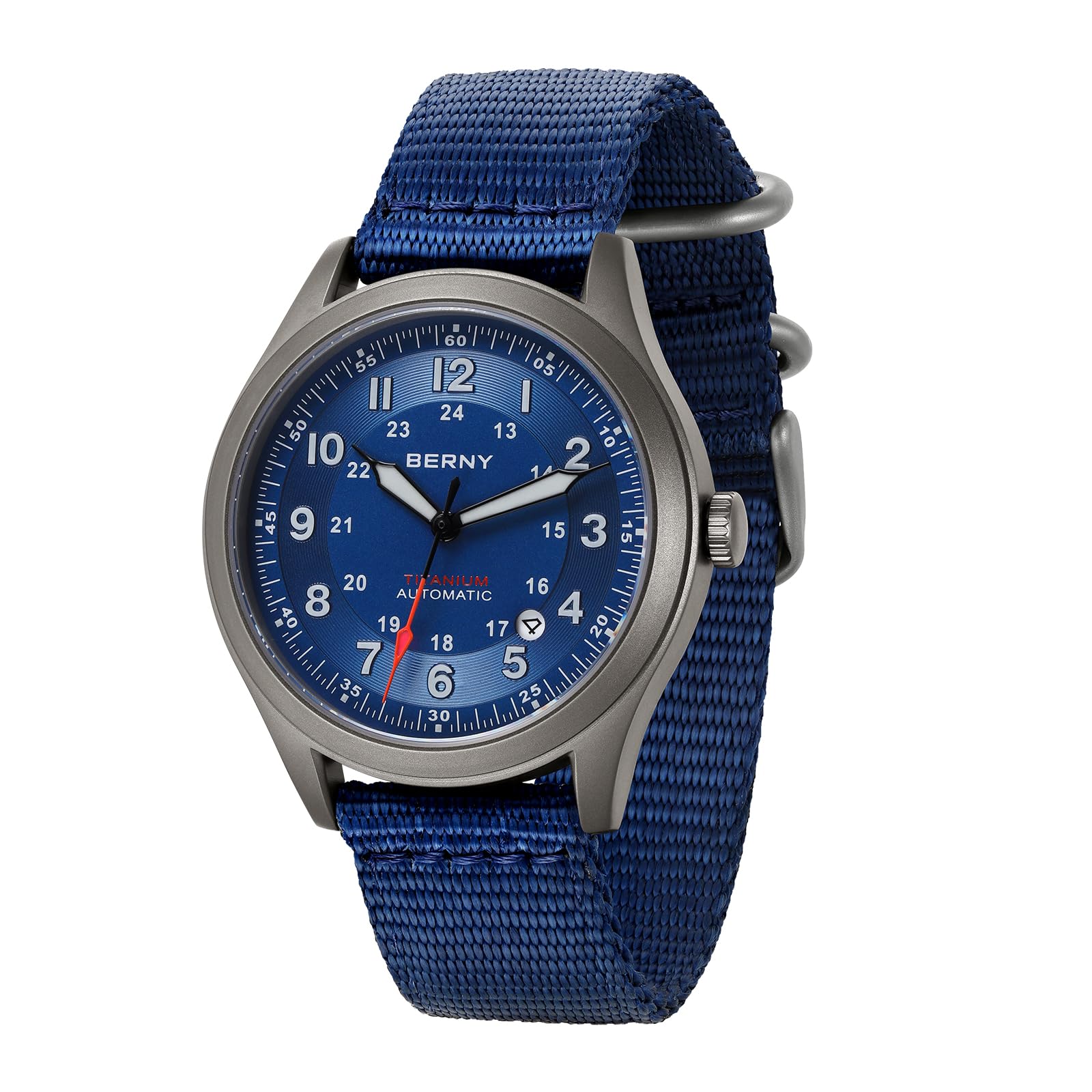 BERNY Titanium Automatic Watch, 10ATM Waterproof Men's Military Field Watch