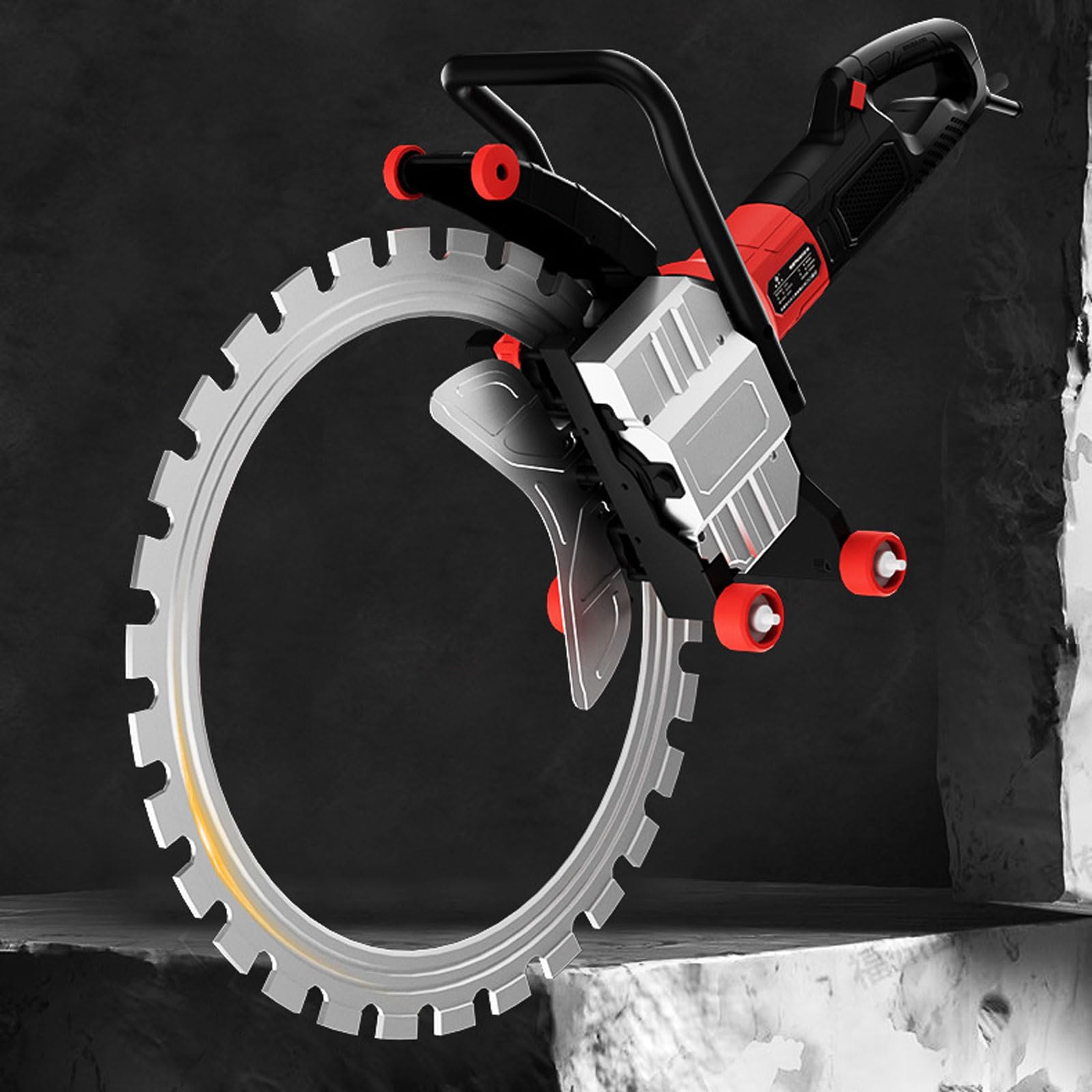 Bdjsn 220V 16" Electric Concrete Saw, Cut Depth 11.81", 9800W Handheld Concrete Ring Saw, With Water Fed Dust Suppression, High Strength Diamond Cutter Head, For Stone, Rebar, Brick