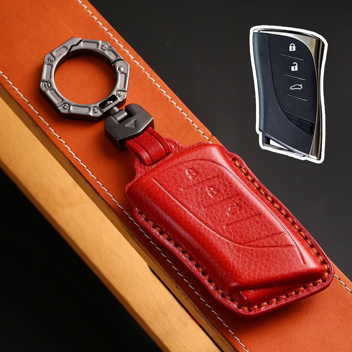 Porte-clés en cuir véritable haut de gamme pour clé intelligente Lexus ES UX LX
