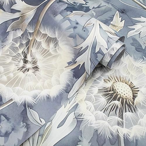 Miniatura 8 de Jeweluck Papel tapiz floral para despegar y pegar, papel tapiz de diente de león azul, papel de contacto para despegar y pegar, papel de contacto de
