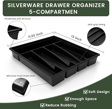 24-Piece Silverware Set with Organizer, Stainless Steel Flatware for 6, Cutlery Utensil Sets with Antiskid Handle, Rust-Proof Stainless Steel Cutlery, Mirror Polished(Gold-Silver)