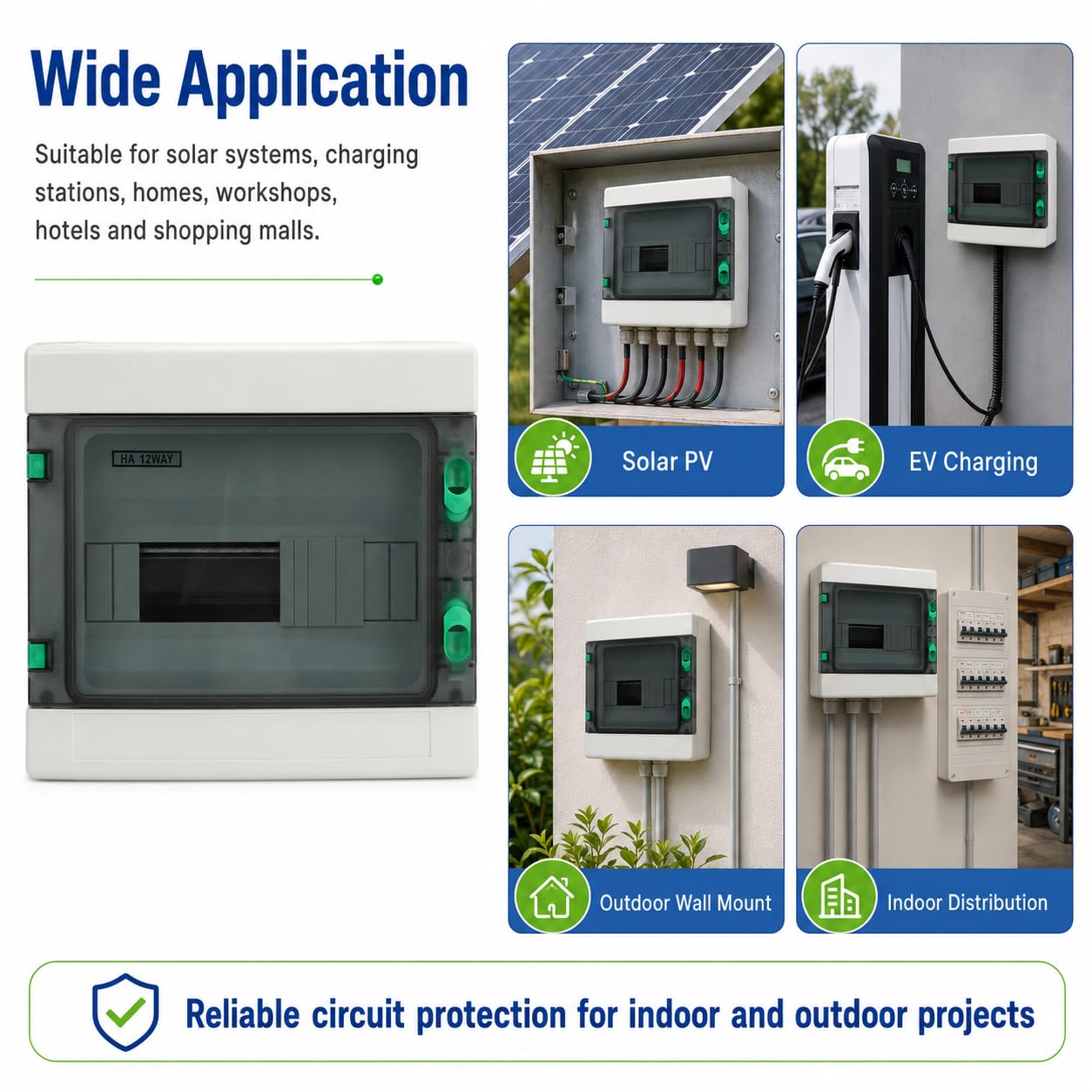 Centralino Elettrico da Parete Quadro Elettrico Esterno Scatola Elettrica da Esterno Guida DIN Scatoladi Derivazione Montata in Superficie impermeabile IP65 uso interno ed esterno