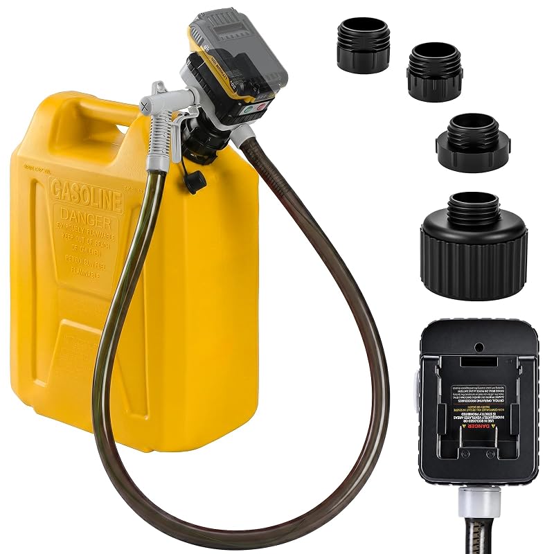 Bomba Elétrica Portátil para Transferência de Combustível EVERRUSH com Parada Automática, Compatível com Baterias DEWalt 20 V e Milwaukee 18 V, Vazão de 15,1 L/min