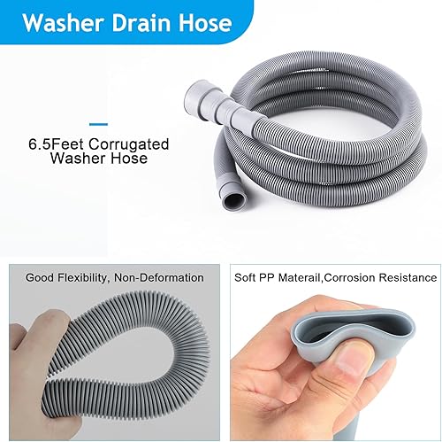 Miniatura 3 de Sunenlyst Manguera de drenaje para lavadora, kit universal de extensión de manguera de drenaje para lavavajillas, manguera de drenaje flexible de