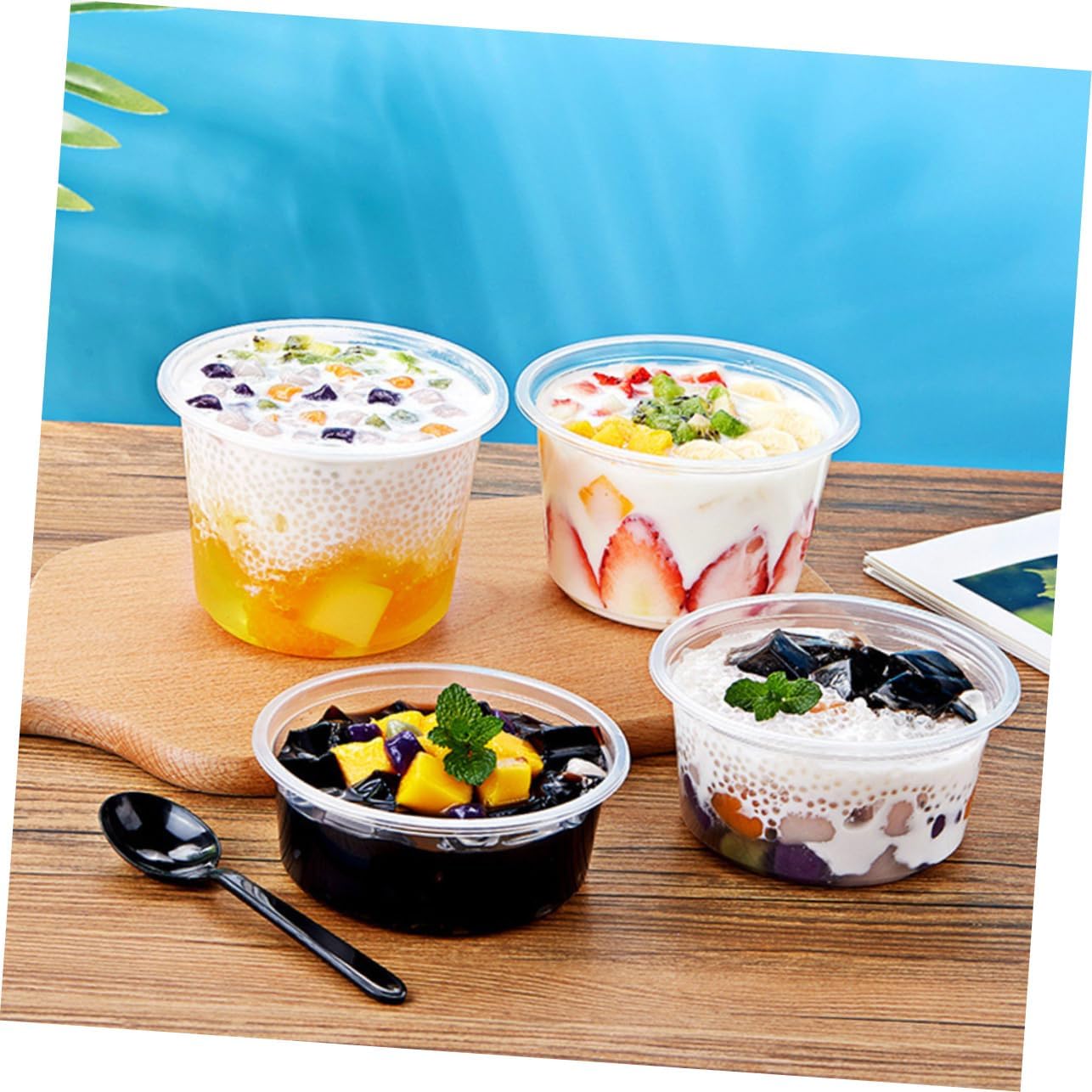 ULTECHNOVO 50Pcs Box Transparent Food Packing Box for Desserts Fruit Sushi and Cookies Convenient Containers with Cover for Take out Parties and Events