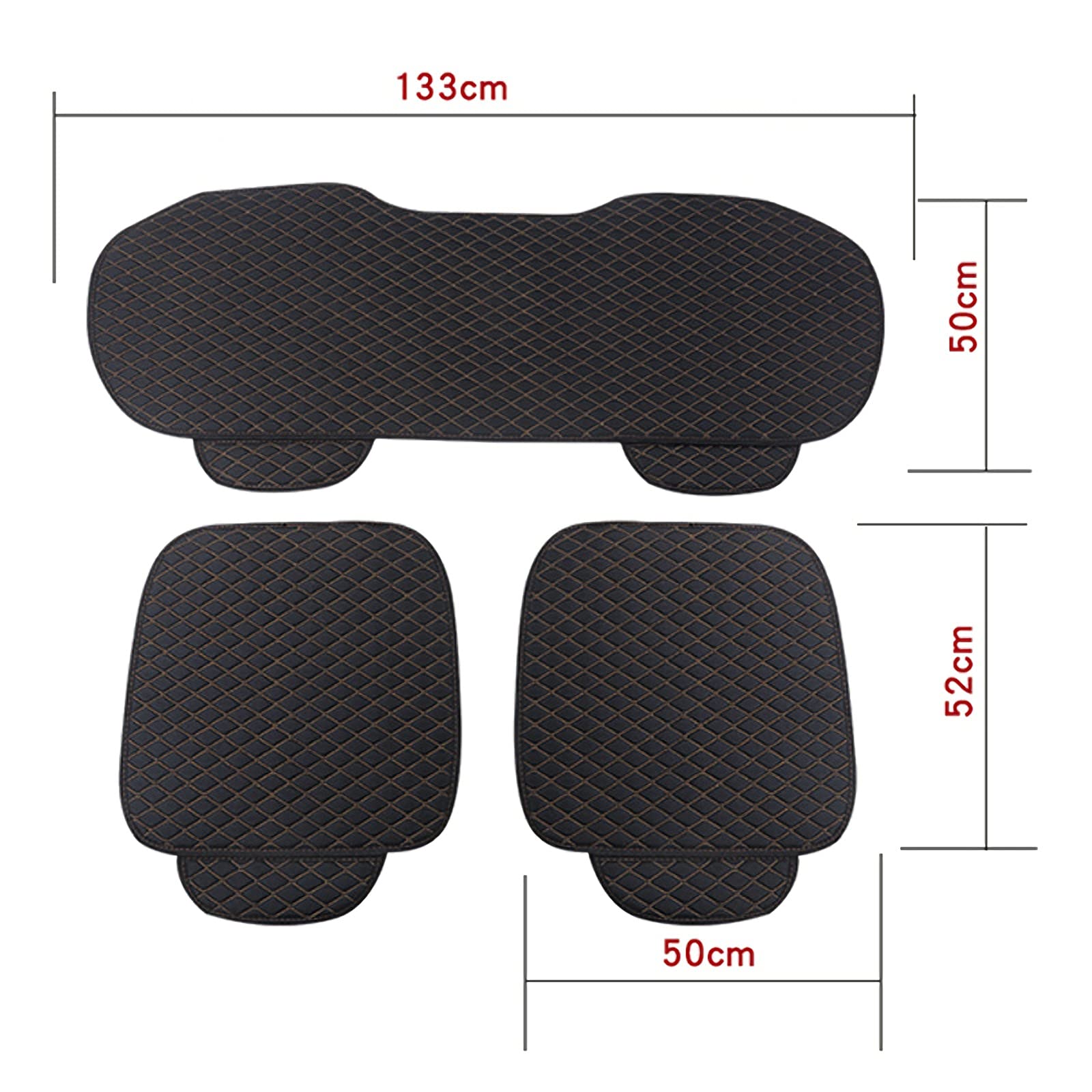Juego completo de fundas protectoras para asientos delanteros y traseros de coche, tela de lino, tamaño universal (delantero + trasero), 3 piezas, beige)