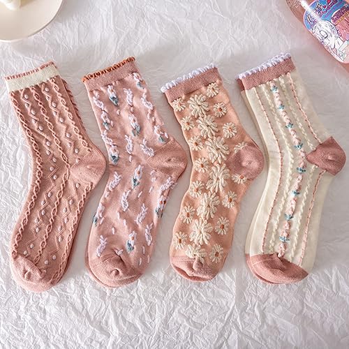 Miniatura 2 de MeganJDesigns Juego de 6 pares de calcetines de algodón de punto grueso transpirable de invierno para mujeres y niñas