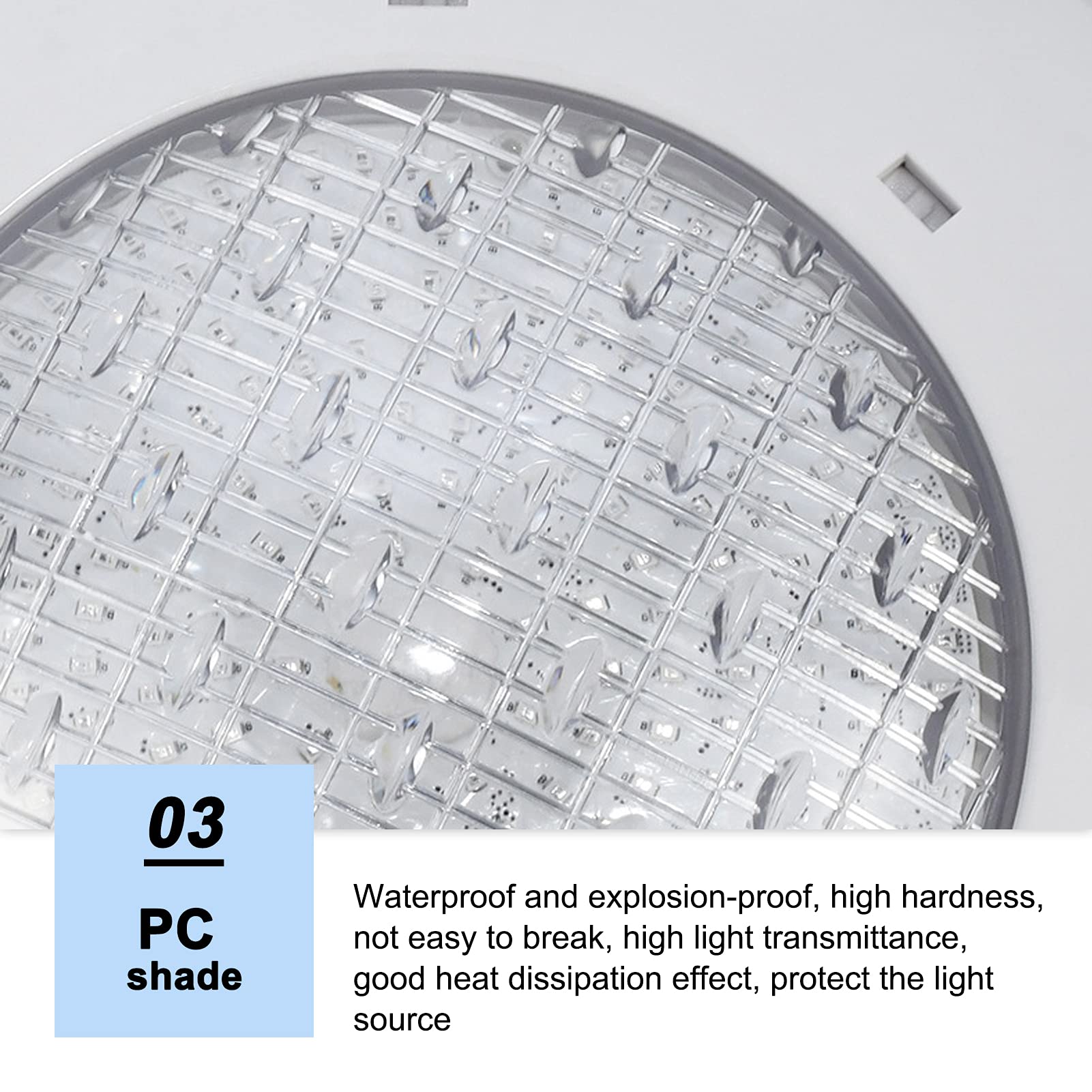 Acouto Lámpara Subacuática para Piscina, Luz Blanca AC12V IP68, Superficie de Espejo para PC SMD2835 LED, Montaje en Pared para Piscinas, Acuarios, Fuentes (18W)