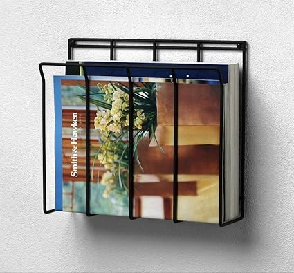 Indian Decor. Unique Wall Mounted Metal Wire Magazine Holder/Book Shelf/Newspaper Rack/Wall Shelf - Black