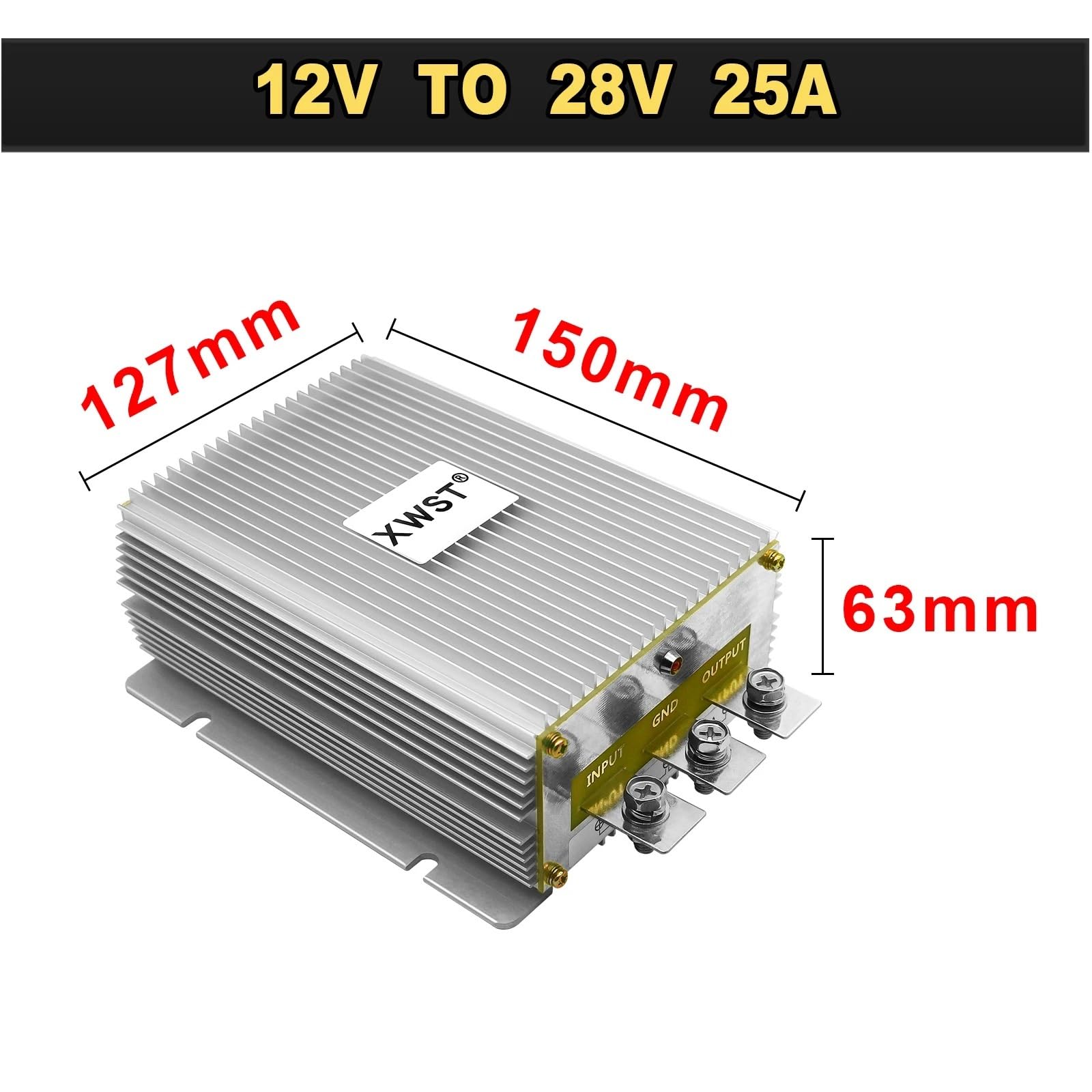 12 V auf 28 V DC DC Boost Converter Step Up Netzteil Wechselrichter 1–40 A Spannungsregler, Stabilisatormodul für Solar (25 A Aluminium Pro M)