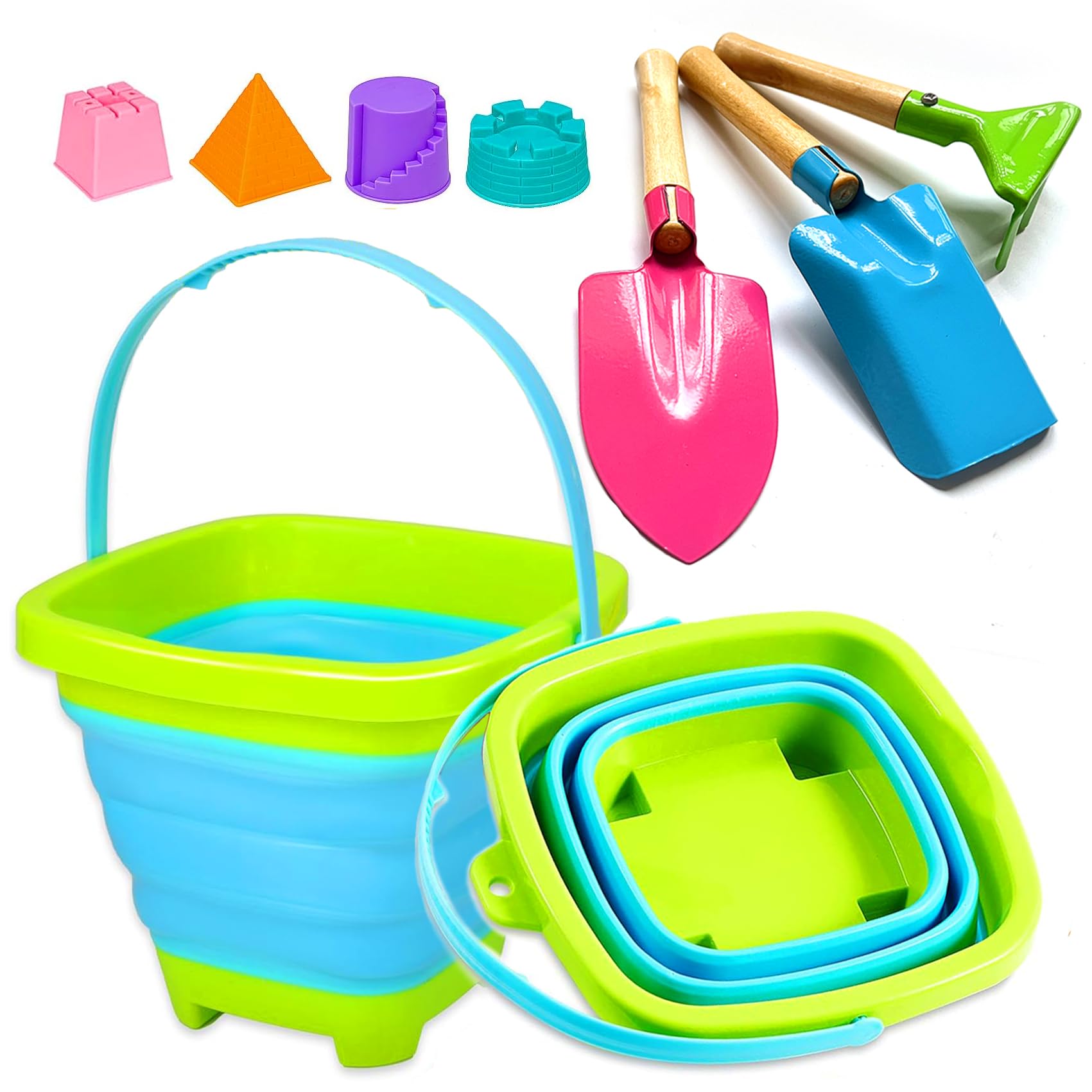 KY-Tech Kids Beach Toys Foldable Beach Bucket And Spade Set