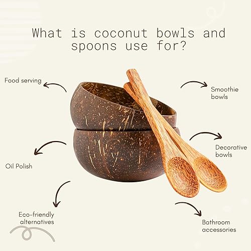 Miniatura 5 de Natural Craft - Juego de cuencos y cucharas de coco (juego de 4)