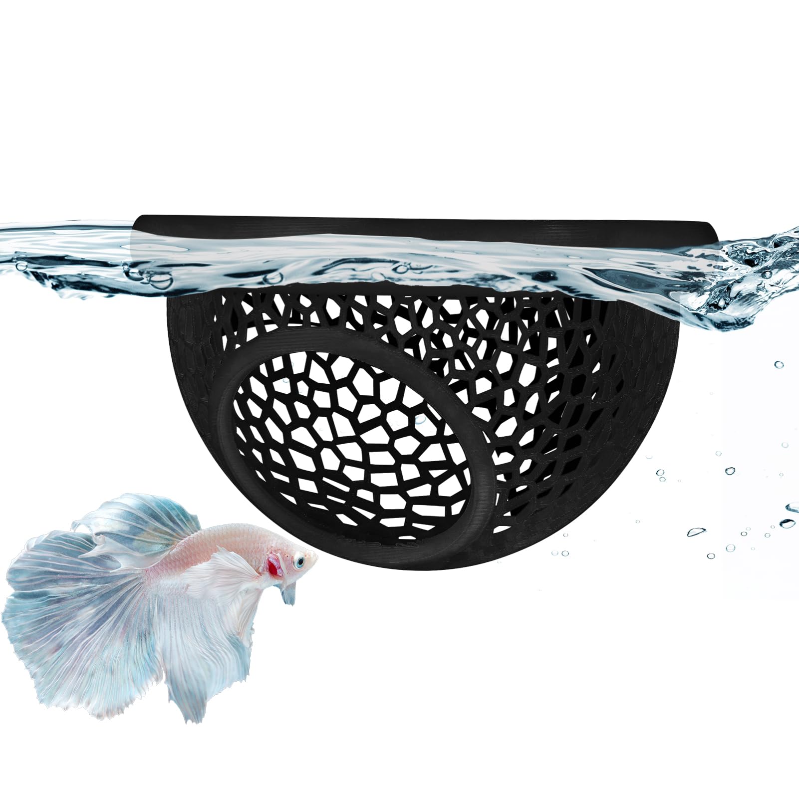 Floating Betta Hide Shrimp Cave 3D Printed Aquarium Decor Multi-Functional Hammock Feeding Ring Safe Resting Spot for Betta