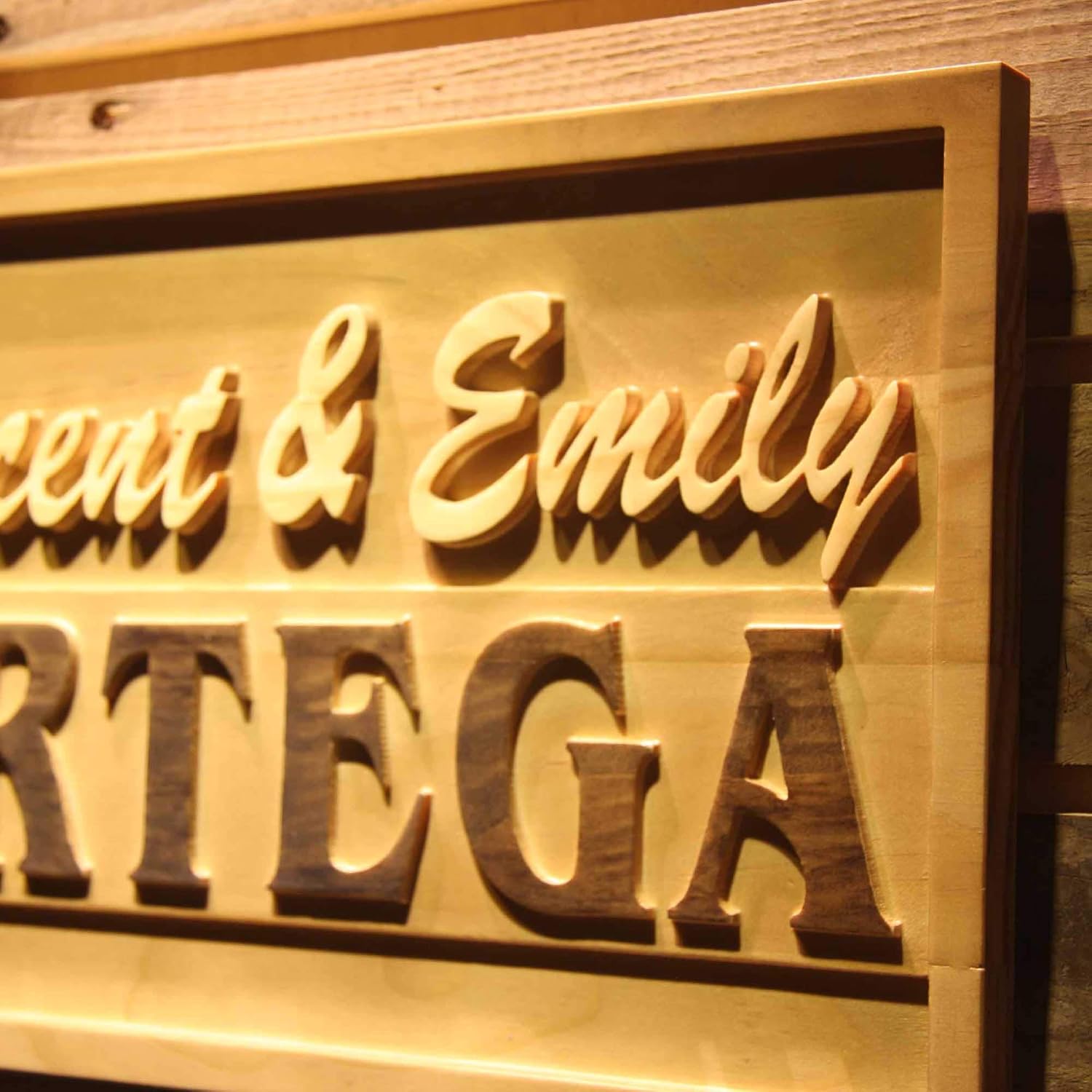 ADVPRO wpa0303 Personalized Last Name Initial Inside Heart Home Décor Wood Custom Wedding Couples Anniversary Established Anniversary Wooden Signs - Standard 23 x 9.25