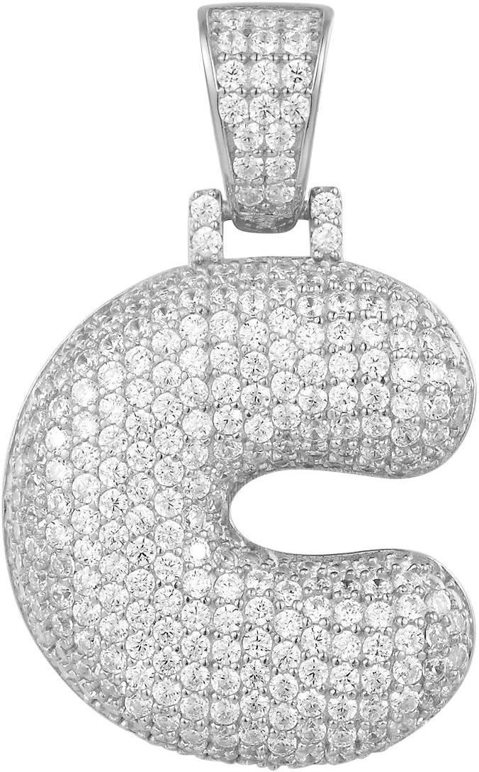 .925 Sterling Silver Bubble Letter CZ Pendant